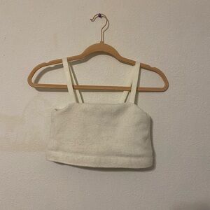 Gymshark Cream Fuzzy Crop Top